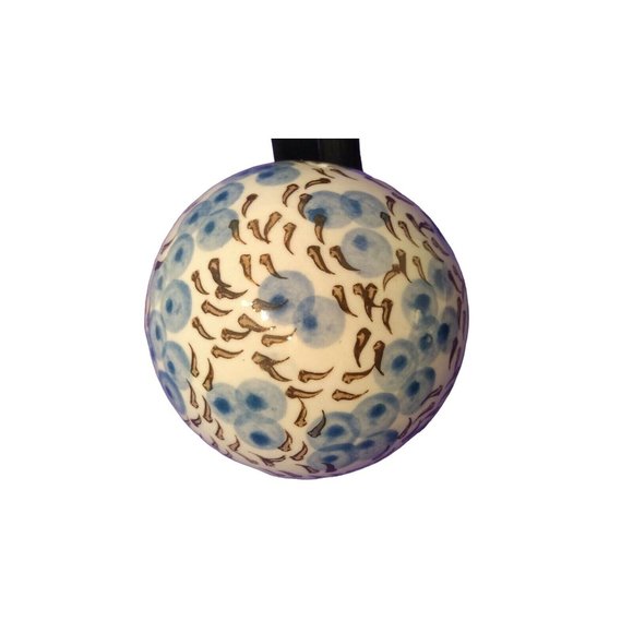 Ceramic Ball Hand Painted White Background, Blue Eggs and Brown Sperm! Must See - Picture 5 of 5